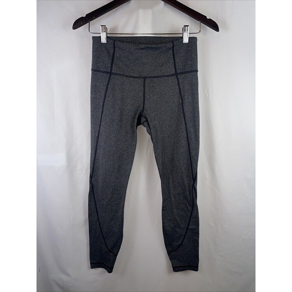 Athleta Heather Gray Cropped Leggings with Stitching Small
